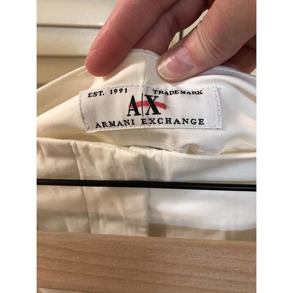 Armani Exchange Womens Off White Pant Size 8 Crop Wide Leg - Picture 4 of 5
